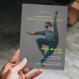 Invitation Récital de danse minimaliste vert avec photo perso