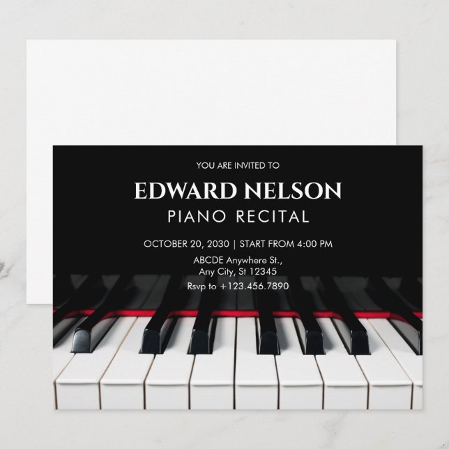 Invitation Récital de musique Black Piano (Devant / Derrière)