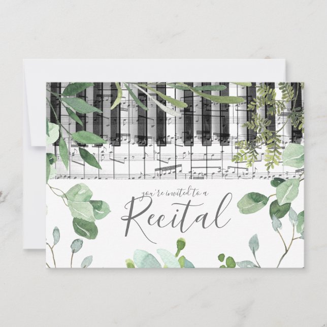 Invitation récital de musique de feuillage aquarelle (Devant)