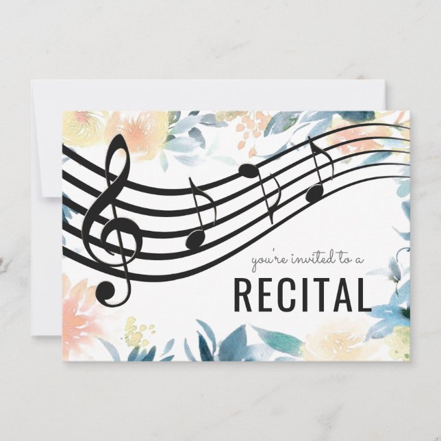 Invitation récital de musique girly florale (Devant)