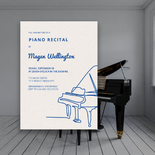 Invitation Récital de piano à queue dessin au trait moderne