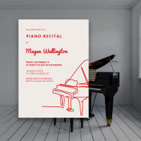 Récital de piano à queue dessin au trait moderne