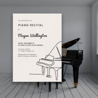 Récital de piano à queue dessin au trait moderne