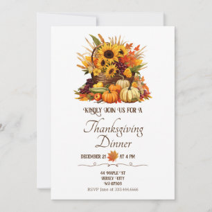 Invitation Récolte Bouquet & Fleurs d'automne Dîner d'action 
