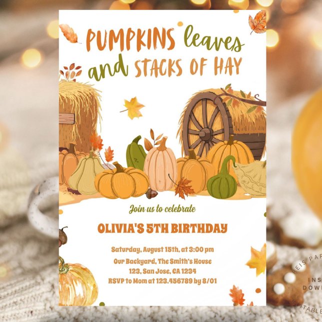 Invitation Récolte d'automne de citrouilles Feuilles Meules d (Créateur téléchargé)