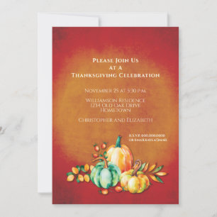 Invitation Récolte d'automne de Thanksgiving rustique citroui