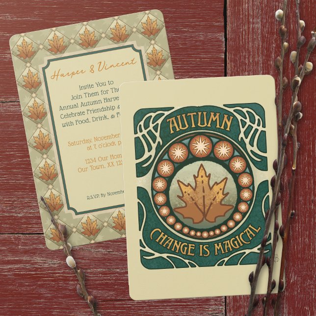 Invitation Récolte d'automne, dîner de fête (Autumn Harvest, Dinner Party Invitation)