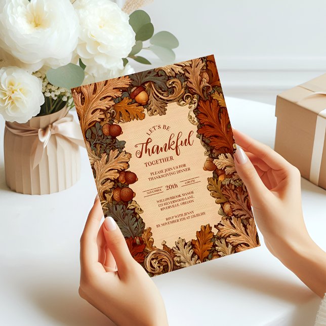 Invitation Récolte de chêne rustique Thanksgiving Celebration (Créateur téléchargé)
