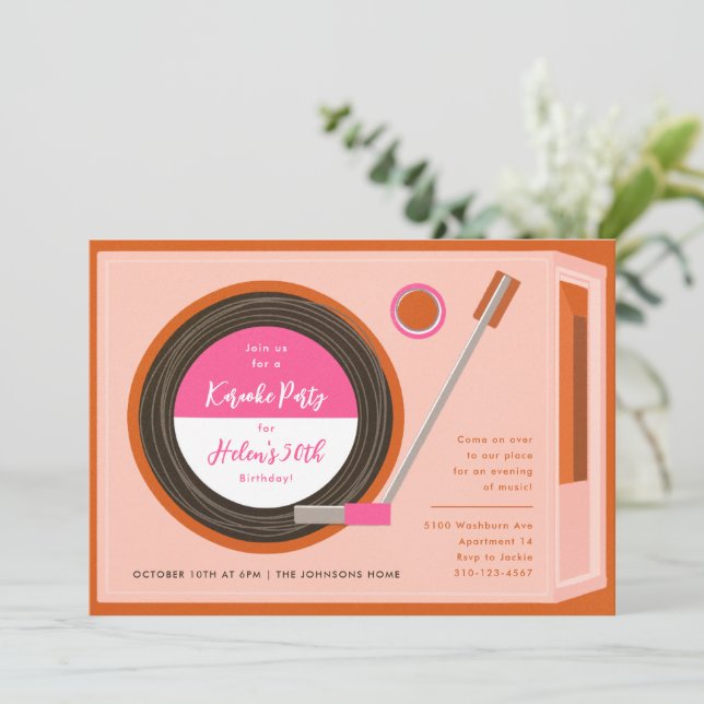 Invitation Record Player Music Anniversaire (Debout devant)