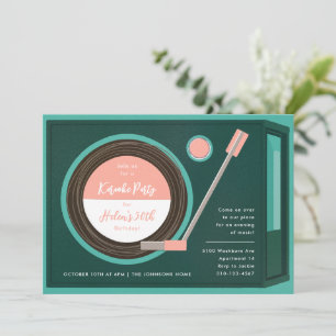 Invitation Record Player Music Anniversaire