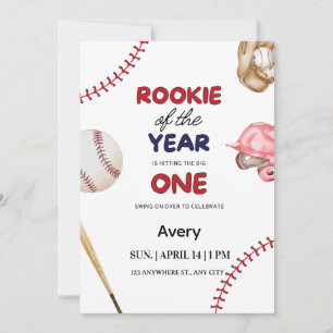 Invitation Recrue de l'année Baseball 1er Anniversaire