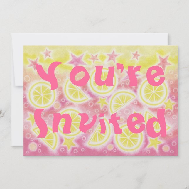 Invitation Rectangle d'invitation à la fête de la limonade ro (Devant)