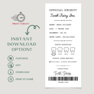 Invitation Reçu pour les dents de lait imprimable modifiable