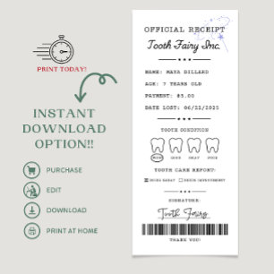 Invitation Reçu pour les dents de lait imprimable modifiable
