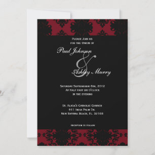 Invitation Red and Black Mariage damassé