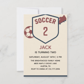 Invitation Red And Blue Boys Modern Soccer 2nd Party