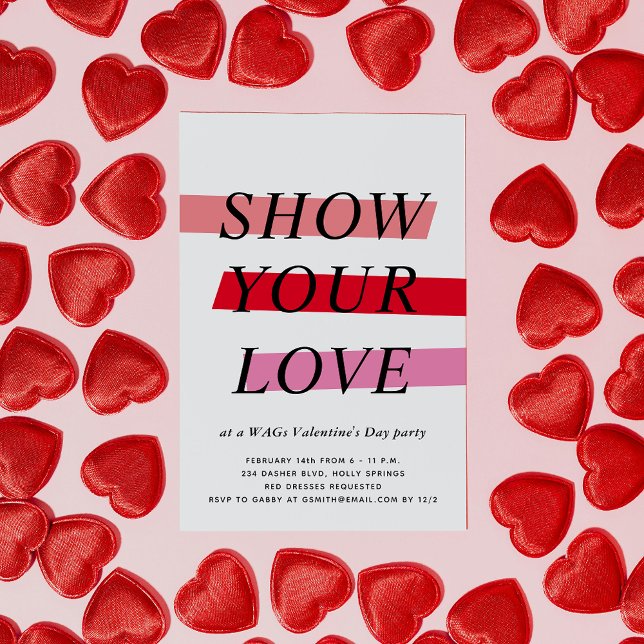 Invitation Red and Pink Highlights Saint-Valentin (bold and typographic Valentine's Day party invitation)