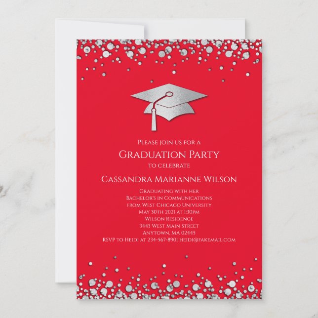 Invitation Red and Silver Graduation (Devant)