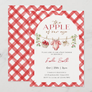 Invitation Red Apple Baby Clothesline Baby shower d'automne
