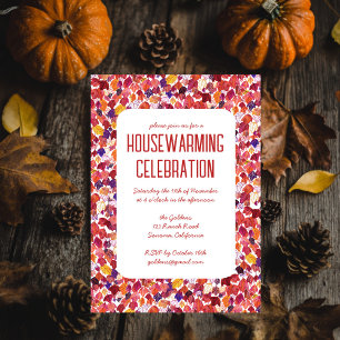 Invitation Red Autumn quitte chic Custom HOUSEWARMINING PARTY