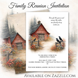 Invitation Red Barn Crows Farm Family Reunion