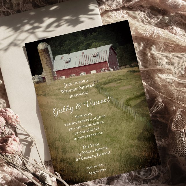 Invitation Red Barn et Silo Country Farm Wedding shower (Créateur téléchargé)