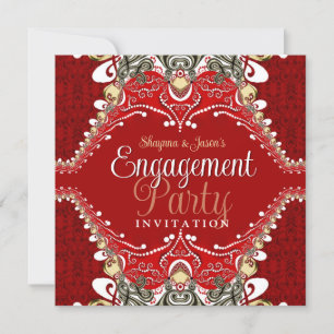 Invitation Red Batik Bohemian
