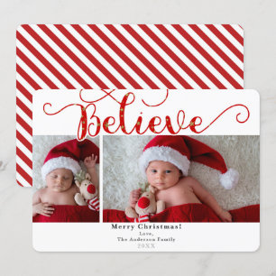 Invitation Red Believe Christmas Holiday 2 Photos Photo