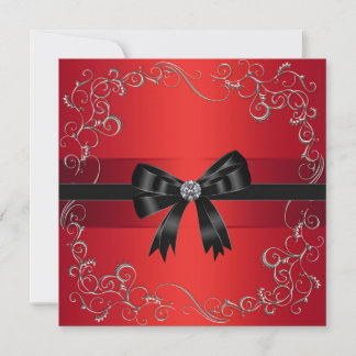 Invitation Red Black Bow Red Black Cravate Corporate Party Ev