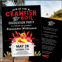 Red Black Crawfish Boil Graduation BBQ Party