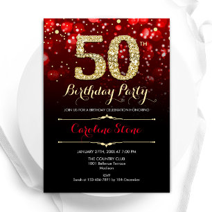 Invitation Red Black Gold 50e anniversaire