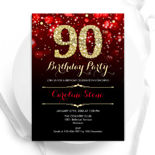 Invitation Red Black Gold 90e anniversaire