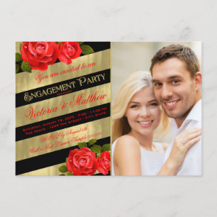 Invitation Red Black Gold Engagement