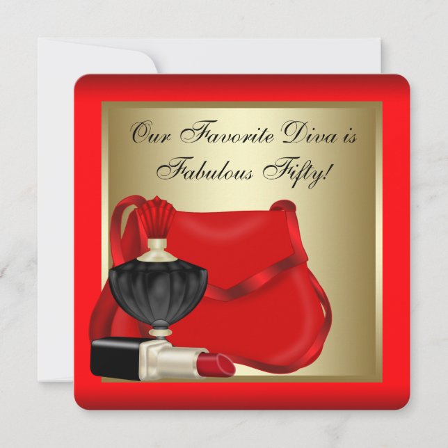Invitation Red Black Gold Parfums femmes fête d'anniversaire (Devant)