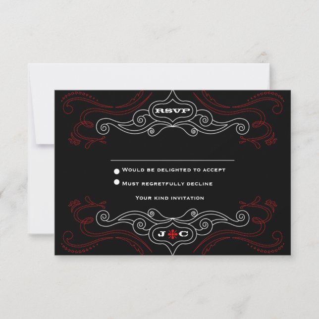 Invitation Red & Black Rock 'n' Roll Wedding RSVP (Devant)