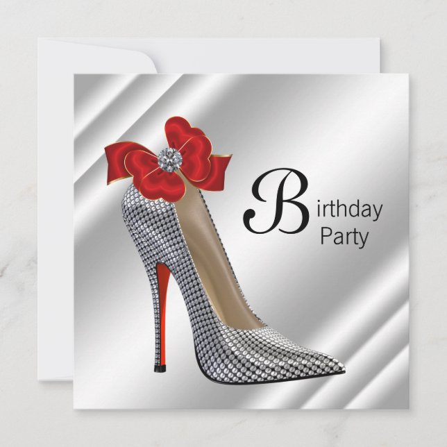 Invitation Red Black talon haute chaussure fête d'anniversair (Devant)