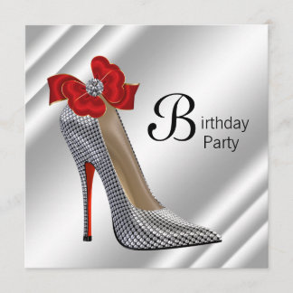 Invitation Red Black talon haute chaussure fête d'anniversair