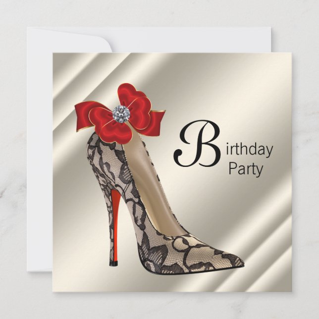 Invitation Red Black talon haute chaussure fête d'anniversair (Devant)