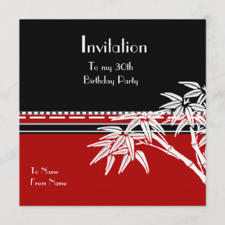 Invitation Red Black White Asiatique Bambou TEST