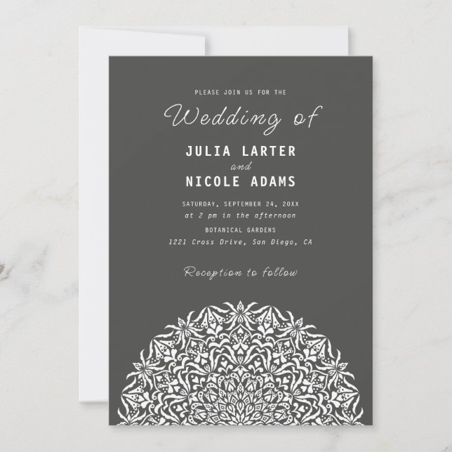 Invitation Red & Blue Coral Reef Marble Stone Mandala Wedding (Devant)