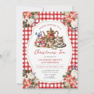 Invitation Red Bow Christmas Tea Adulte Anniversaire Fête Flo