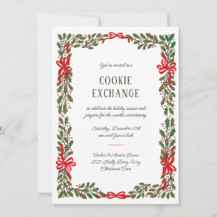 Invitation Red Bows et Holly Garland