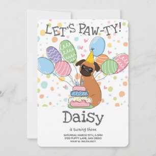 Invitation Red Brussels Griffon Chien fête d'anniversaire