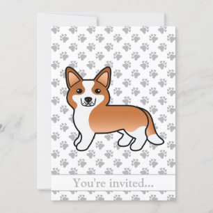 Invitation Red Cardigan Welsh Corgi Chien fête d'anniversaire