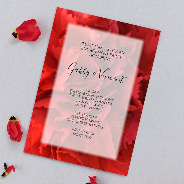 Invitation Red Carnation Florale (Créateur téléchargé)