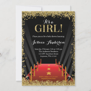 Invitation Red Carpet Hollywood Faux Parties scintillant Baby