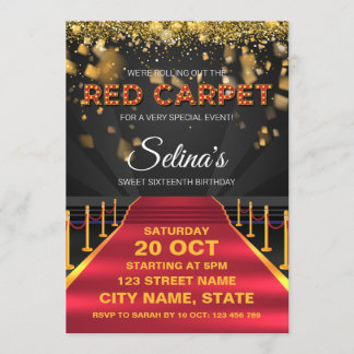 Invitation Red Carpet Hollywood fête d'anniversaire Invitatio