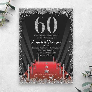 Invitation Red Carpet Hollywood Parties scintillant en argent