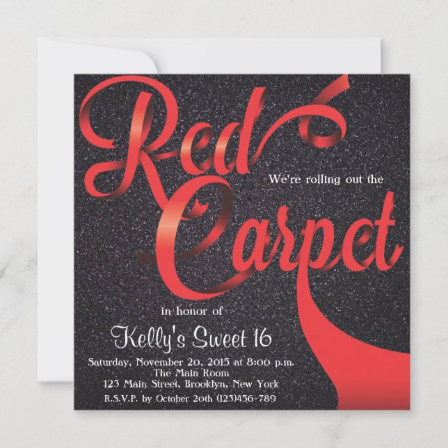 Invitation Red Carpet Hollywood Sweet 16 Anniversaire Invitat (Devant)