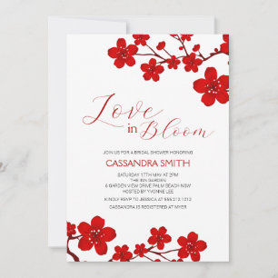 Invitation Red Cherry Blossom Amour Dans La Fête des mariées 